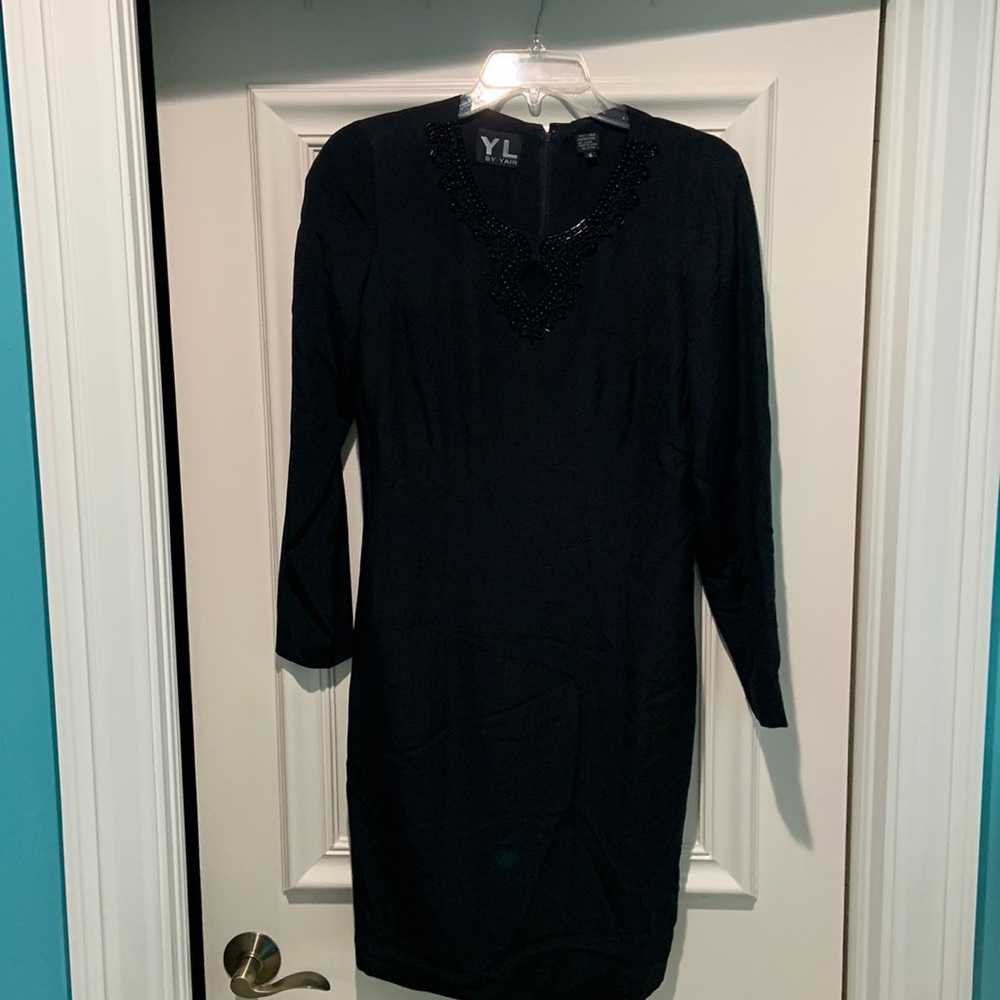 100% silk YL by Yair black dress vintage